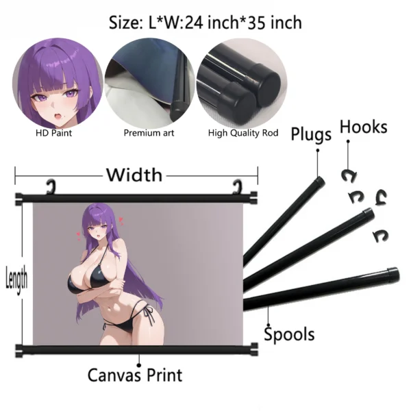 5 Anime Girl Wall Scroll Bikini Waifu Poster Japanese Manga Wall Art Room Decor