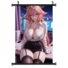 Genshin Impact Yae Miko Anime Wall Scroll Poster Tapestry Room Decor Art Print