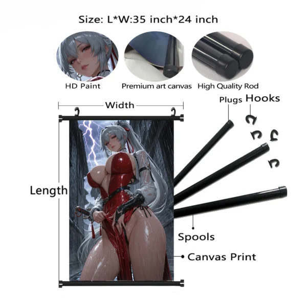 主图5 Anime Girl Wall Scroll Bikini Waifu Poster Japanese Manga Wall Art Room Decor
