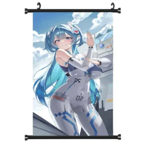 Hot Anime Blue Hair Girl Bodysuit Wall Scroll Tapestry Poster Art Decor