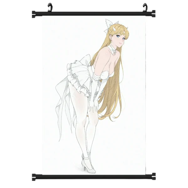 1~4 Hot Anime Blonde Girl White Dress Wall Scroll Tapestry Poster Art Decor
