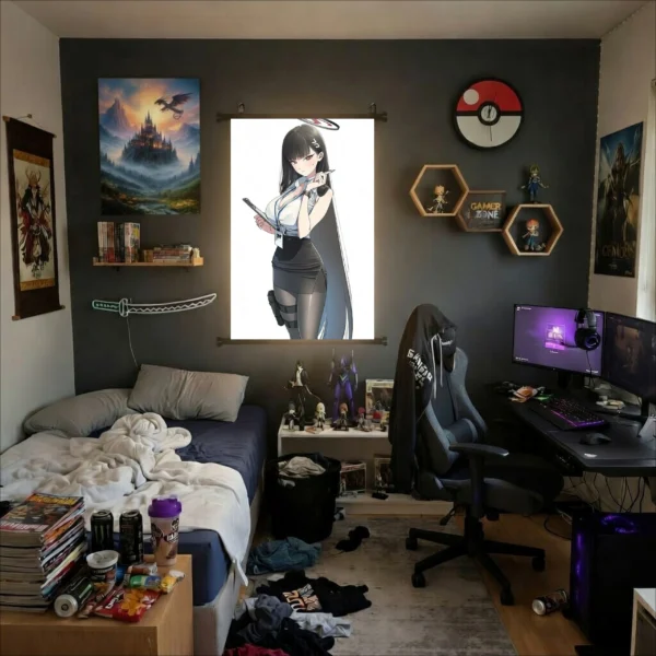 Blue Archive Anime Girl Office Lady Wall Scroll Poster Fabric Room Decor