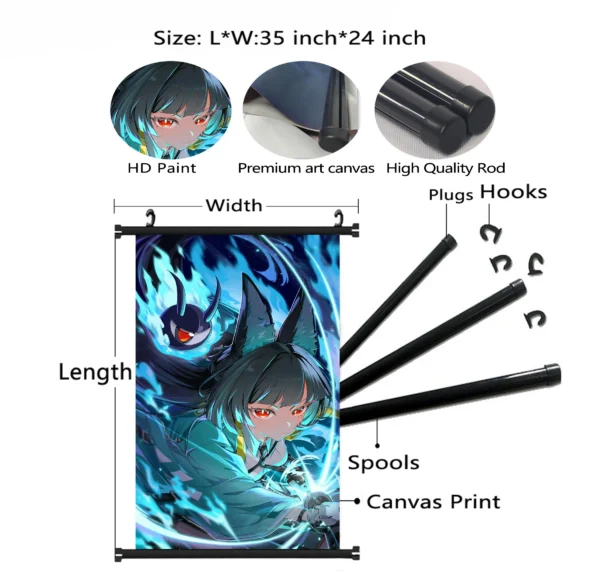 3~10 Zenless Zone Zero Miyabi Wall Scroll Poster Fabric Room Decor Art