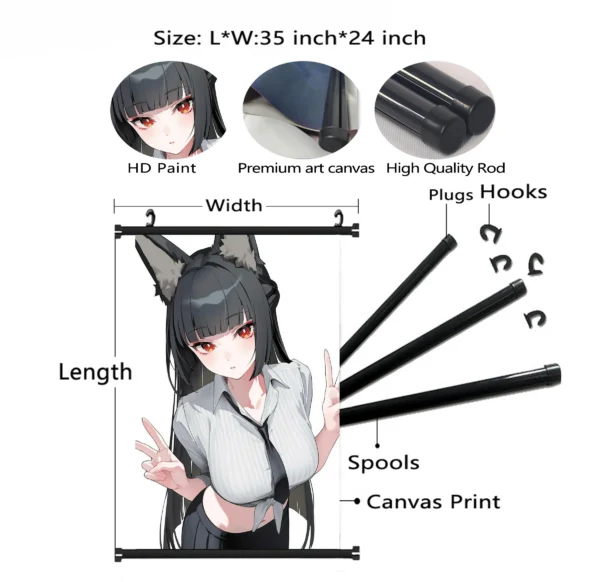 Zenless Zone Zero Miyabi Wall Scroll Poster Fabric Room Decor Art