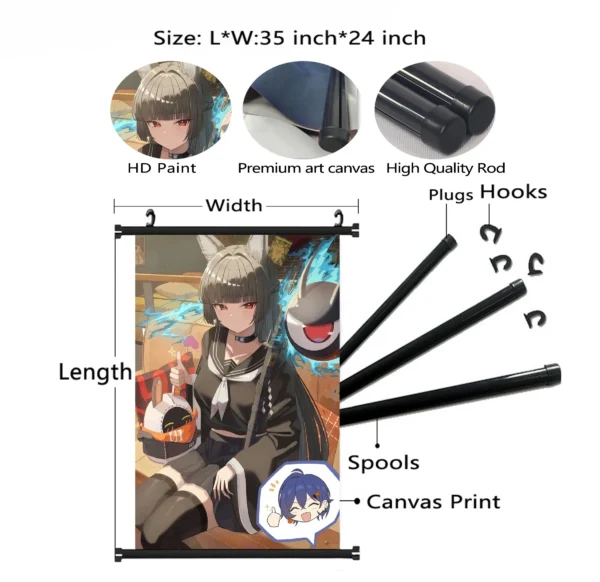 Zenless Zone Zero Miyabi Wall Scroll Poster Fabric Room Decor Art