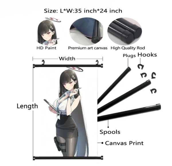 Blue Archive Anime Girl Office Lady Wall Scroll Poster Fabric Room Decor