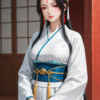 Lady in White Hanfu – Fabric Wall Scroll