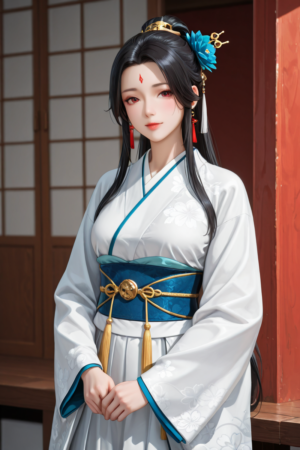 Lady in White Hanfu – Fabric Wall Scroll
