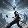 Winged Warrior Storm Battle – Fabric Wall Scroll